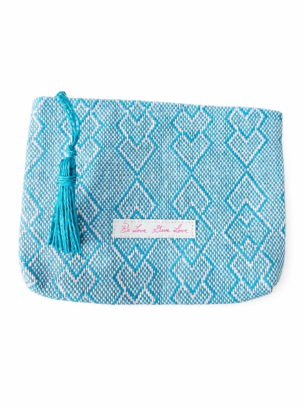 *NWOT* JOSIE MARAN Turquoise Woven Tassel Cosmetic Pouch